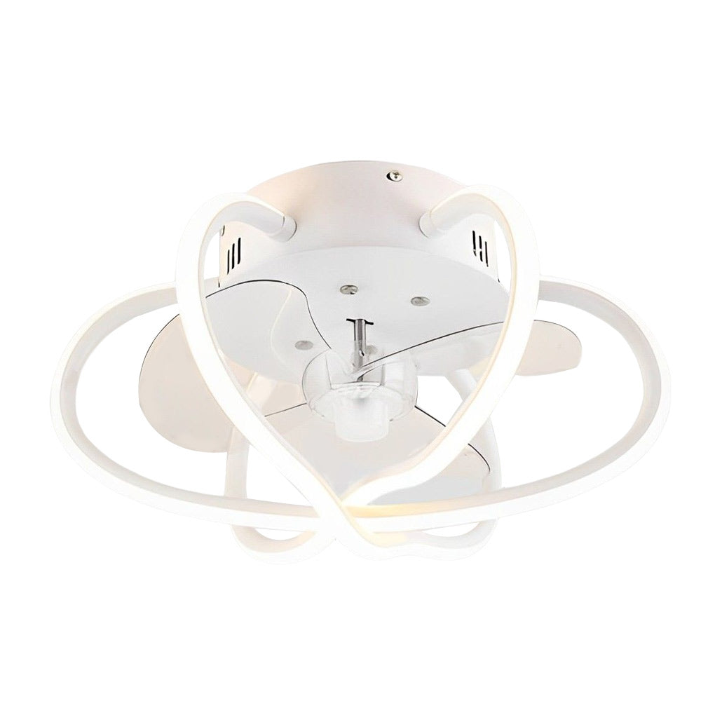 Round Flower Cage Bladeless Ceiling Fan with Dimmable LED and Remote Control