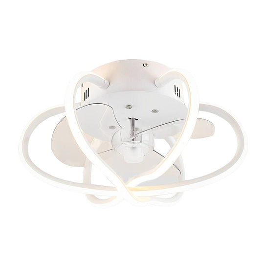 Round Flower Cage Bladeless Ceiling Fan with Dimmable LED and Remote Control