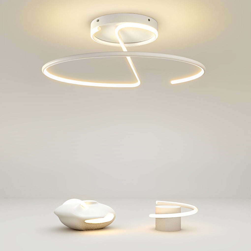 16" Wire-Inspired Circular Modern LED Semi-Flush Mount Ceiling Light