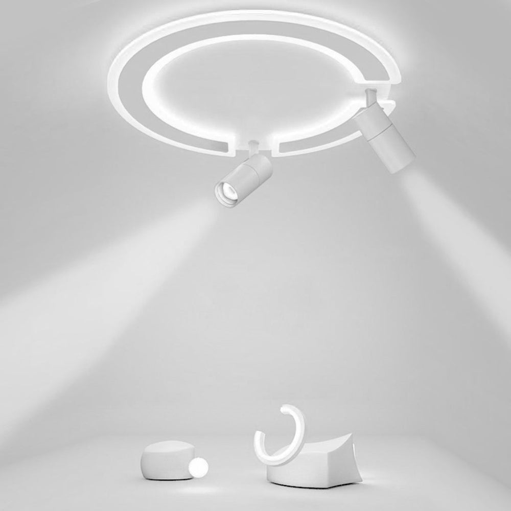 Unique Circle Flush Mount LED Ceiling Light with Adjustable Spotlight