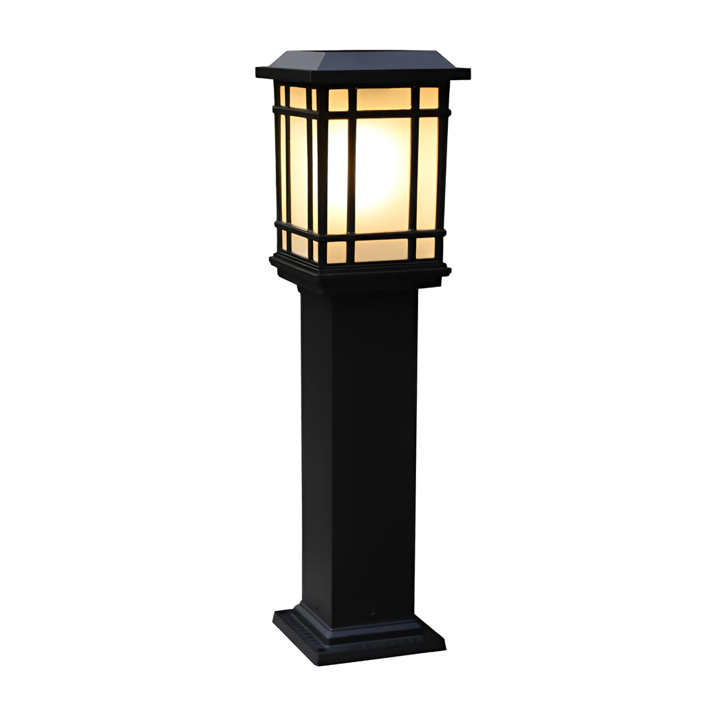 Black Solar Pathway Bollard Lights with Three-Step Dimming