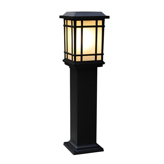 Black Solar Pathway Bollard Lights with Three-Step Dimming