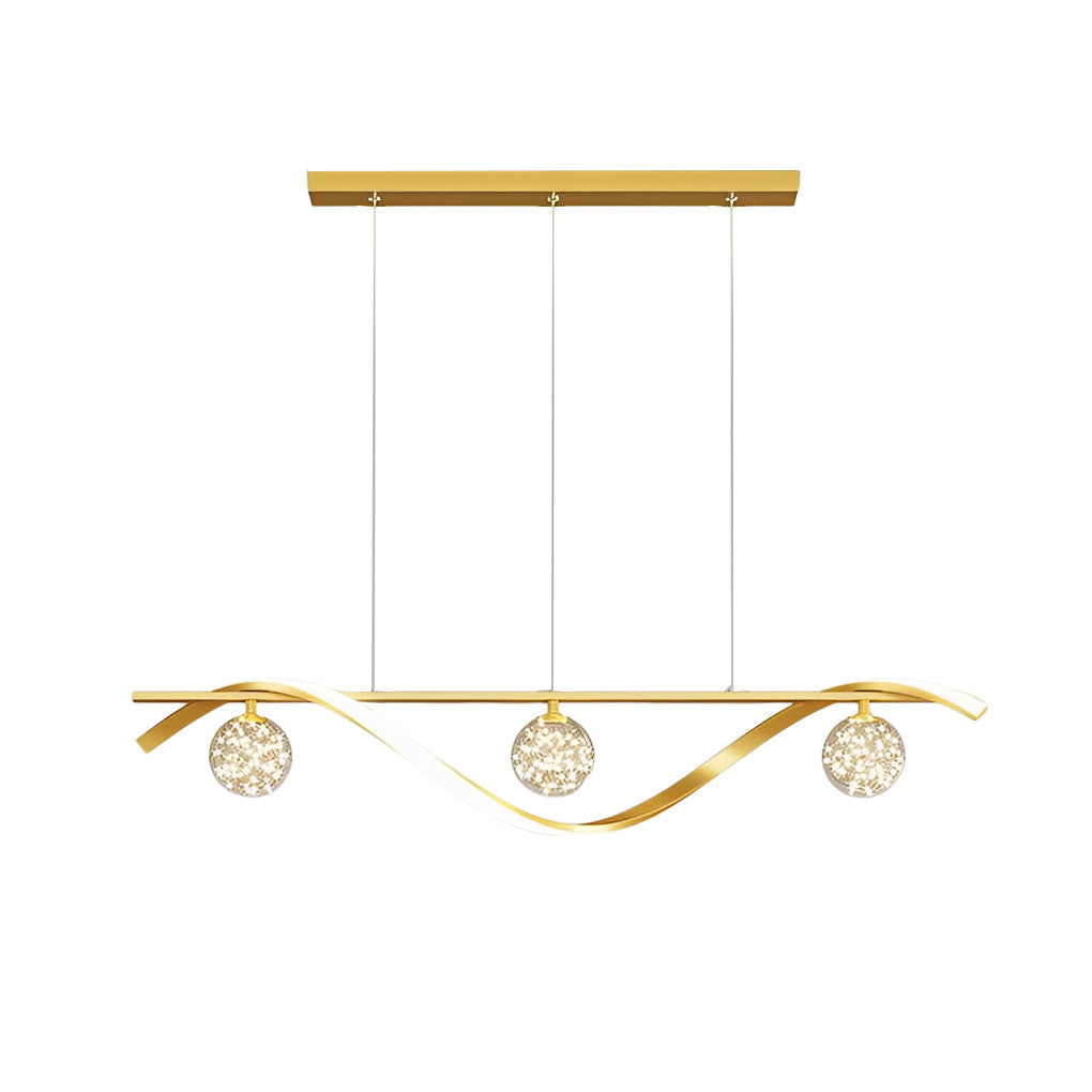 Long Waves Glass Ball Three Step Dimming Nordic Dining Chandelier