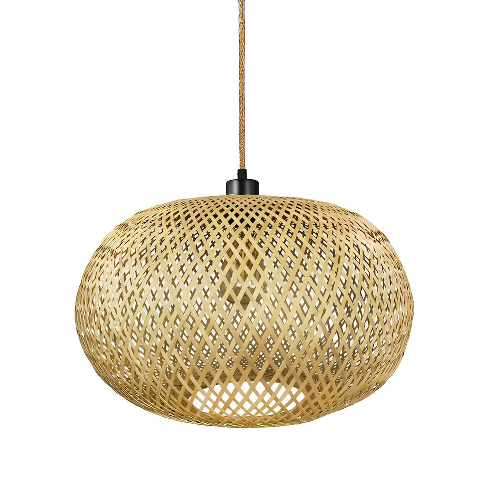 Round Creative Handmade Bamboo Rattan Modern Chandelier Pendant Light