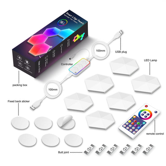 Hexagon Cellular Shaped RGBIC Smart Wall Lamp – Music Sync LED Panels