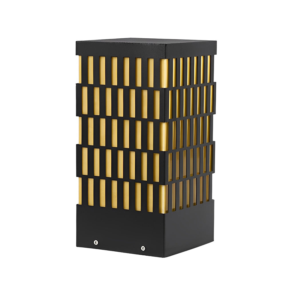 Grid-Designed Black LED Outdoor Lawn Bollard Light