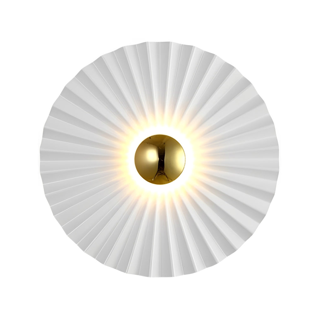 Lotus Leaf Round Pleated LED White Modern Wall Lamp