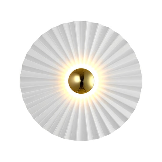 Lotus Leaf Round Pleated LED White Modern Wall Lamp