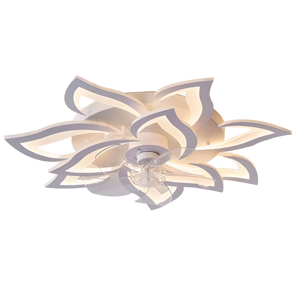 Creative Flower Shaped Three-Step Dimming LED Nordic Ceiling Fan Light