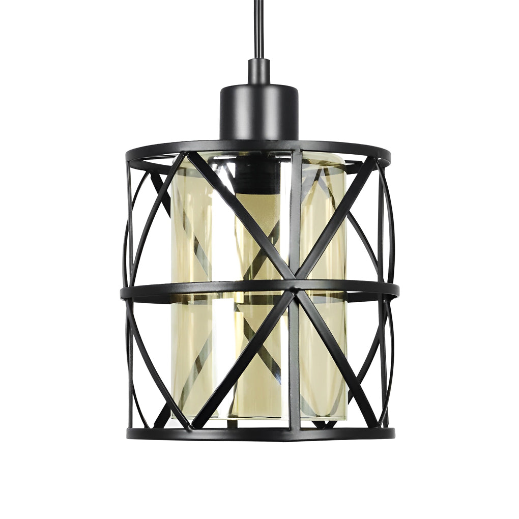 Creative Round Iron Glass Black Retro Industrial Style Pendant Light