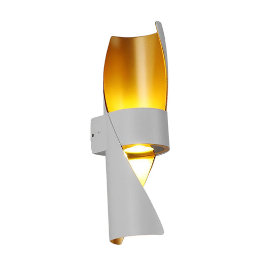 Spiral Exterior Up and Down Wall Mounted Light with Gold Interior