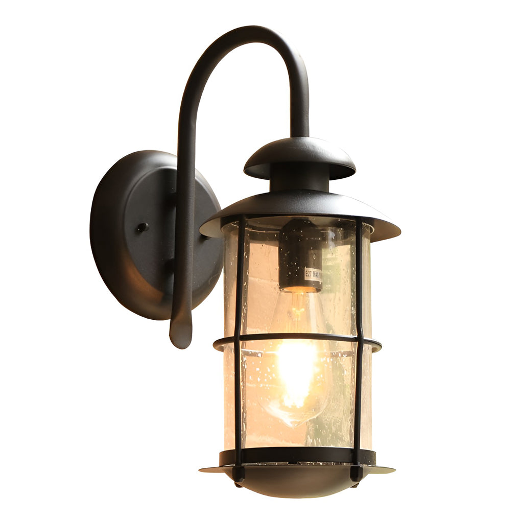 Black Glass LED Outdoor Waterproof Wall Sconce