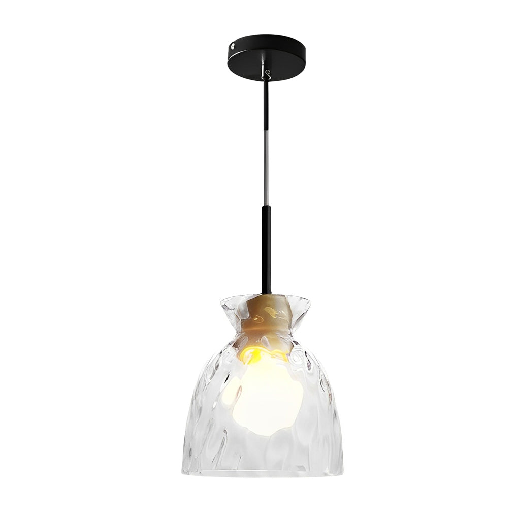 Round Creative Glass Wood Japanese Style Pendant Light Small Chandelier