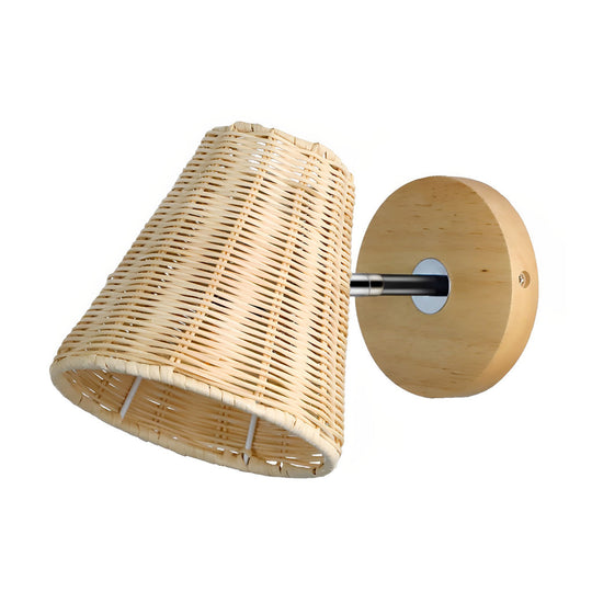 Minimalist Rattan Hand-Woven Adjustable Wall Lamp