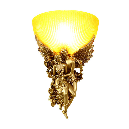 Retro Resin 3D Shy Angel European-Style Wall Lamp