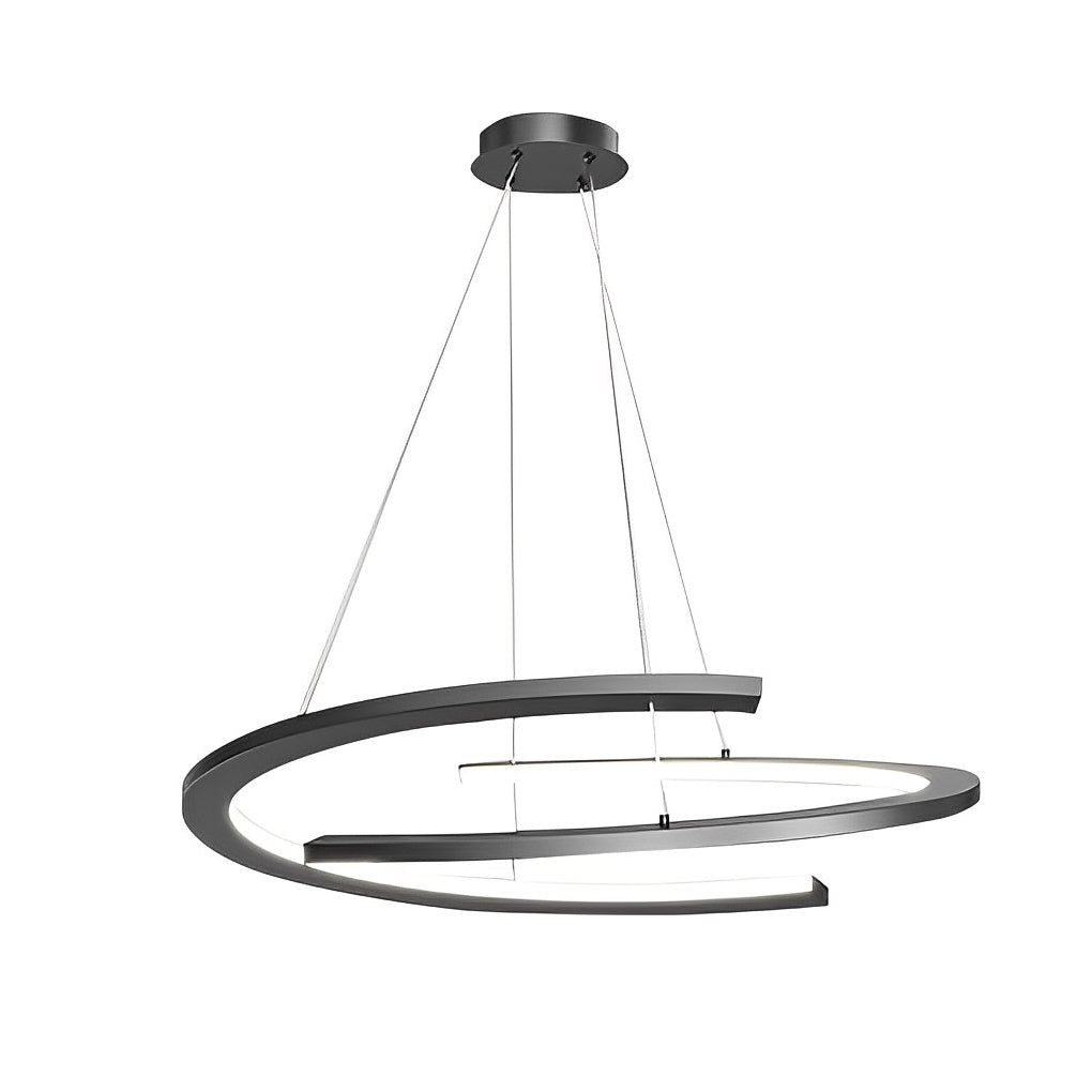 2 Semi-Circular Creative LED Three-Step Dimming Black Modern Chandelier