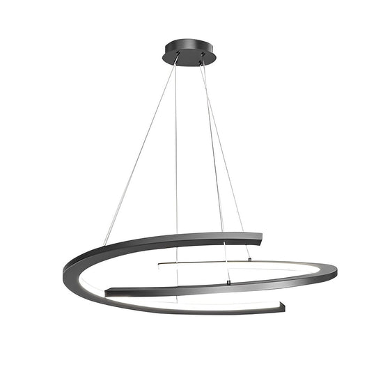 2 Semi-Circular Creative LED Three-Step Dimming Black Modern Chandelier