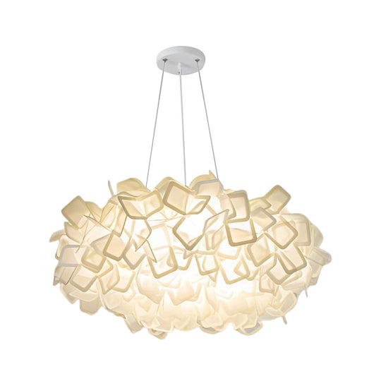 Flower Petals Three Step Dimming LED White Nordic Chandelier Light