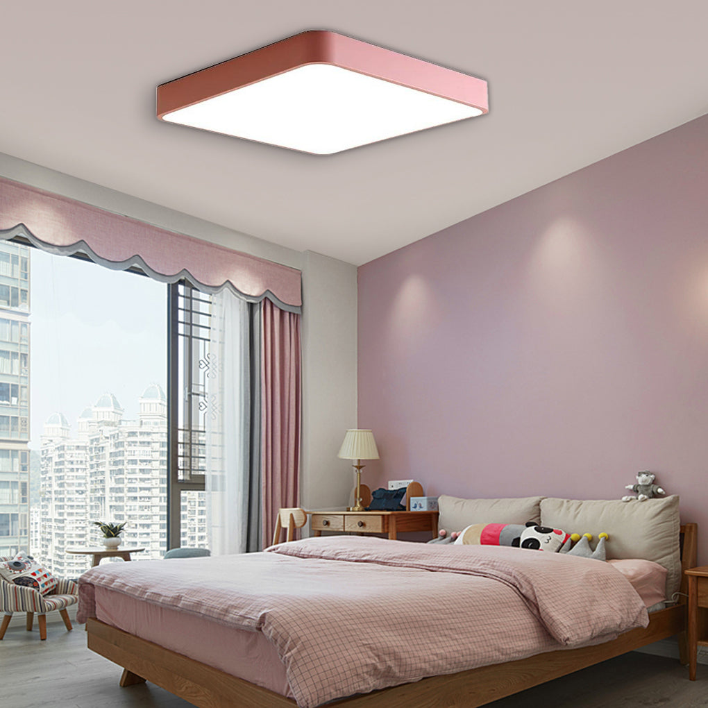 Square Modern LED Flush Mount Ceiling Light – Metal, PVC & Acrylic