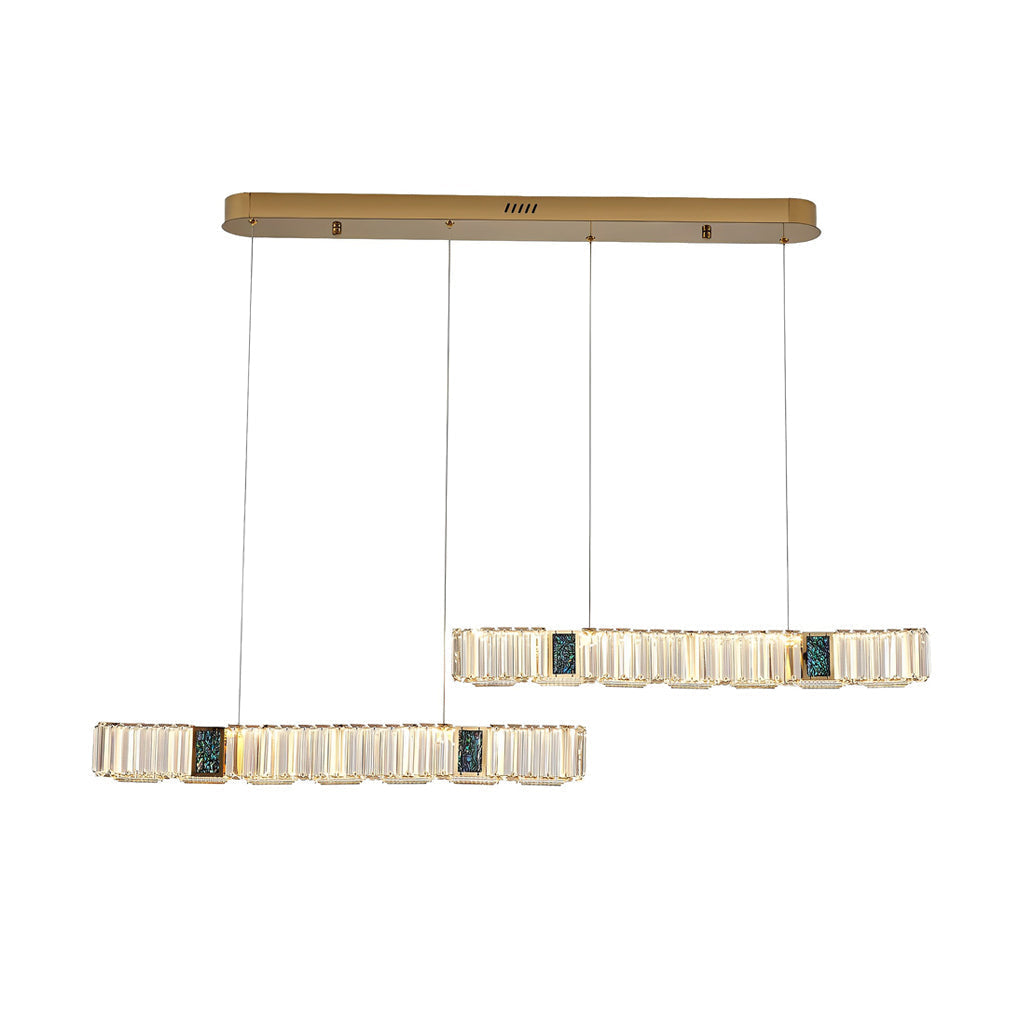 2 Strips Three Step Dimming LED Modern Crystal Dining Room Chandelier