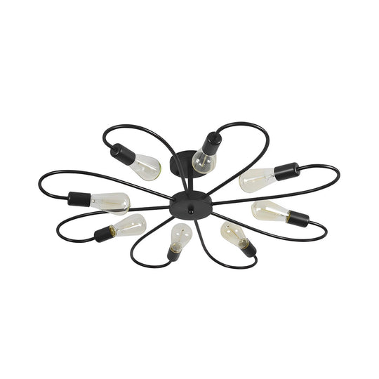 Simple Iron Flower Creative Nordic Bedroom Ceiling Light Fixture