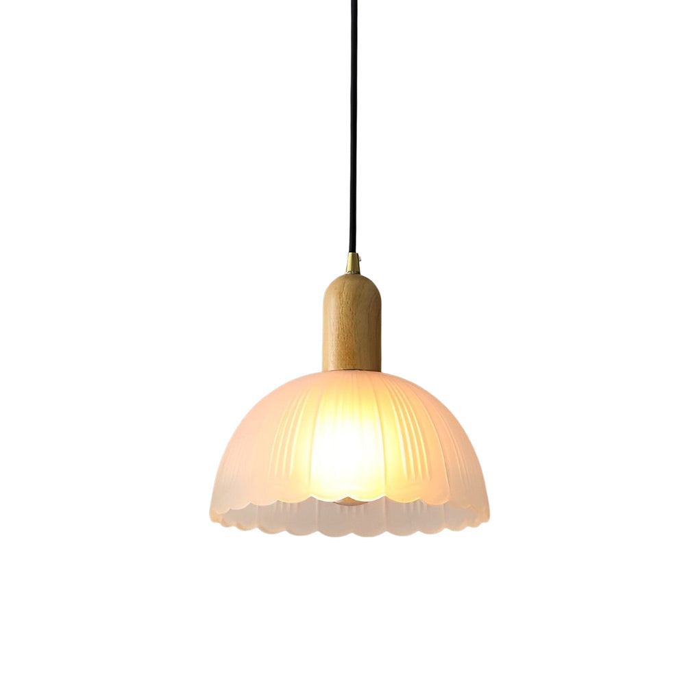 Glass Flower Wood Creative Ins LED Nordic Pendant Lights Hanging Lamp