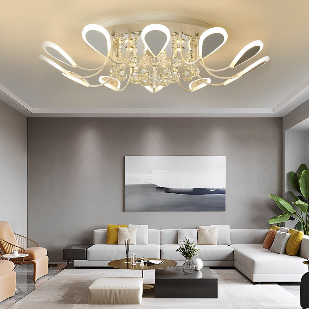 Creative Flower Shaped Dimmable LED Crystal Modern Ceiling Light