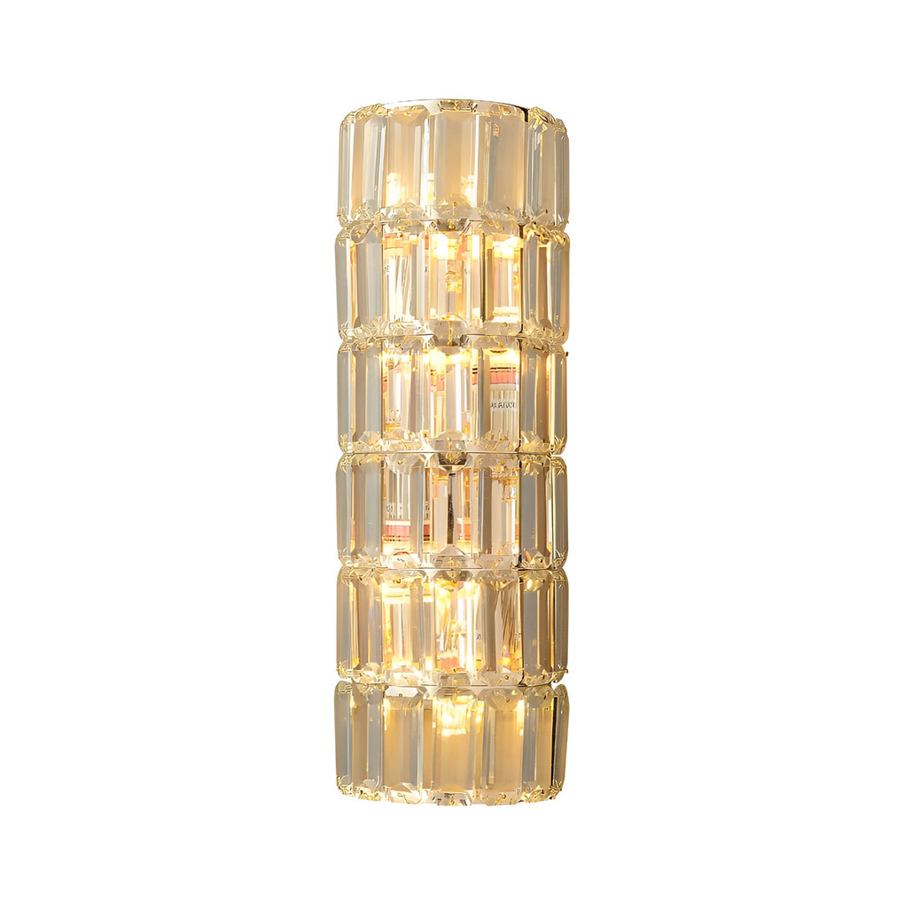 Round Rectangular Crystal Three Step Dimming Modern Wall Lamp