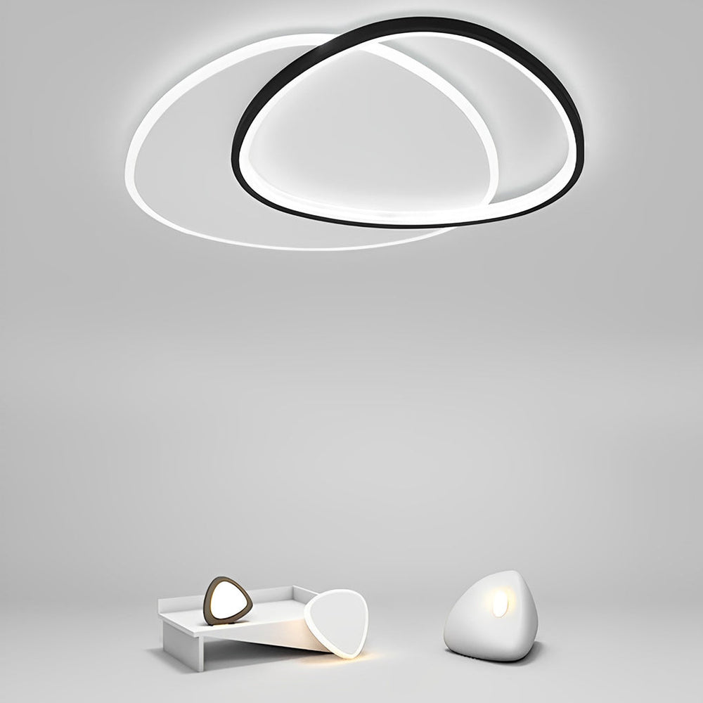 White & Black Unique Circle LED Flush Mount Ceiling Light