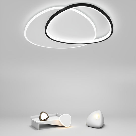 White & Black Unique Circle LED Flush Mount Ceiling Light