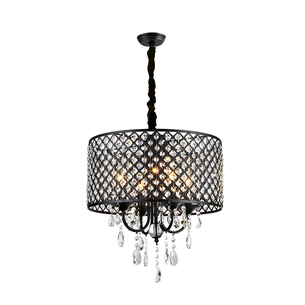 Round Iron Crystal Pendant Retro American Style Chandelier
