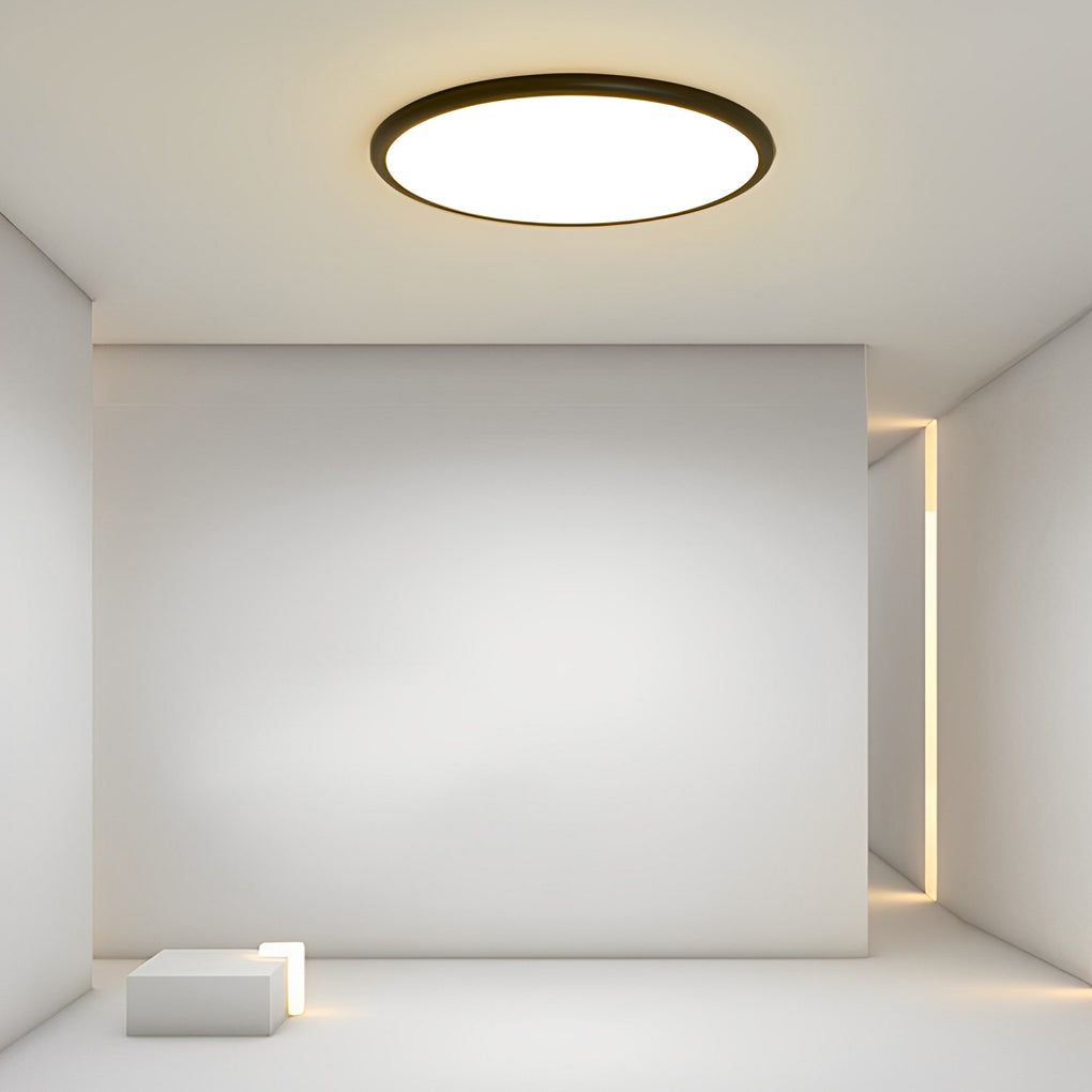 16" Modern LED Geometric Circle Flush Mount Ceiling Light – Black & White Edge