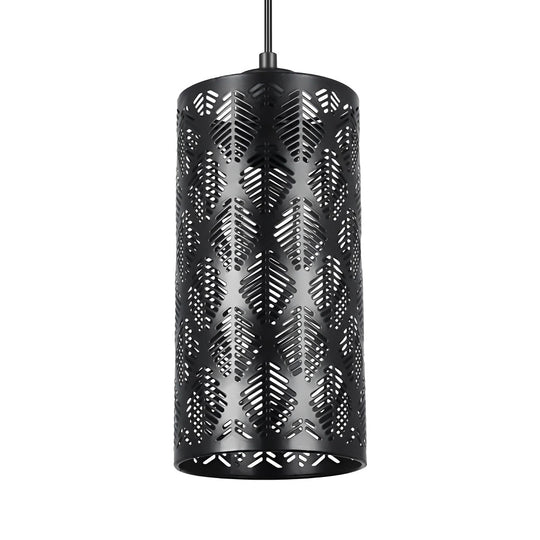 Cylindrical Creative Hollow Iron Black Industrial Style Pendant Light