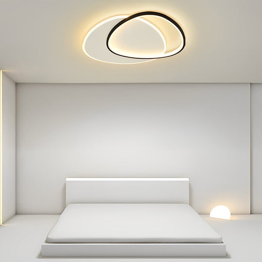White & Black Unique Circle LED Flush Mount Ceiling Light