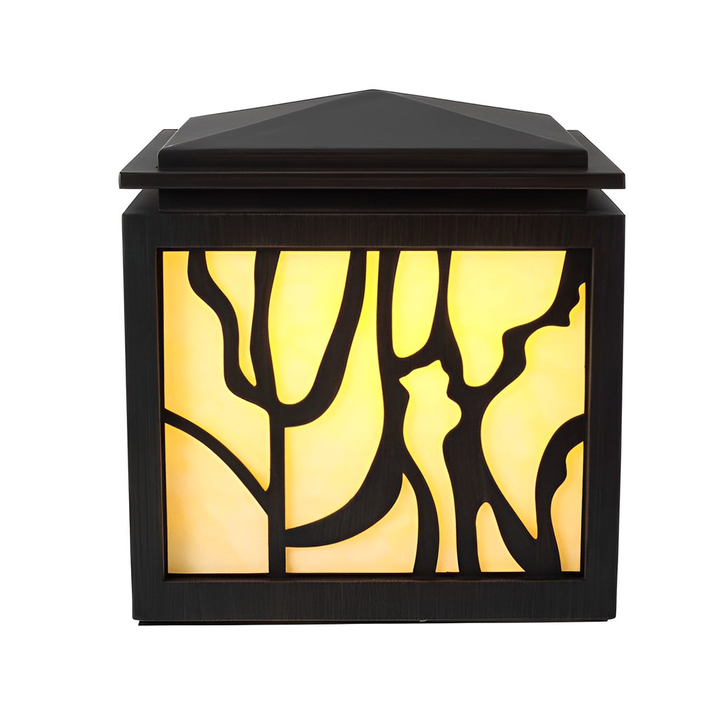 Rustic Retro Black Outdoor Fence Post Light with LED