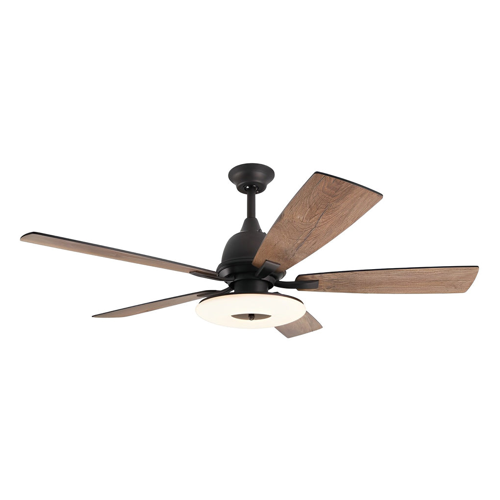 5-Blade Wooden LED Ceiling Fan Light with Remote Control