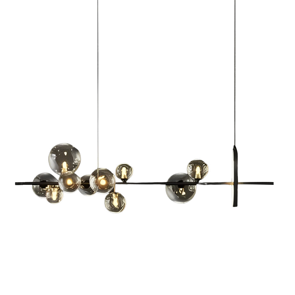 Circular Glass Bubbles LED Black Nordic Chandelier