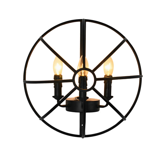 Hemispherical Iron Art Candlelight Black Retro Wall Light
