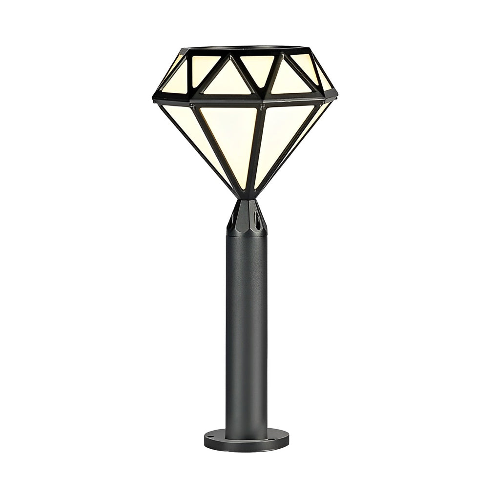 Geometric Diamond-Shaped Black LED Lawn Lamp