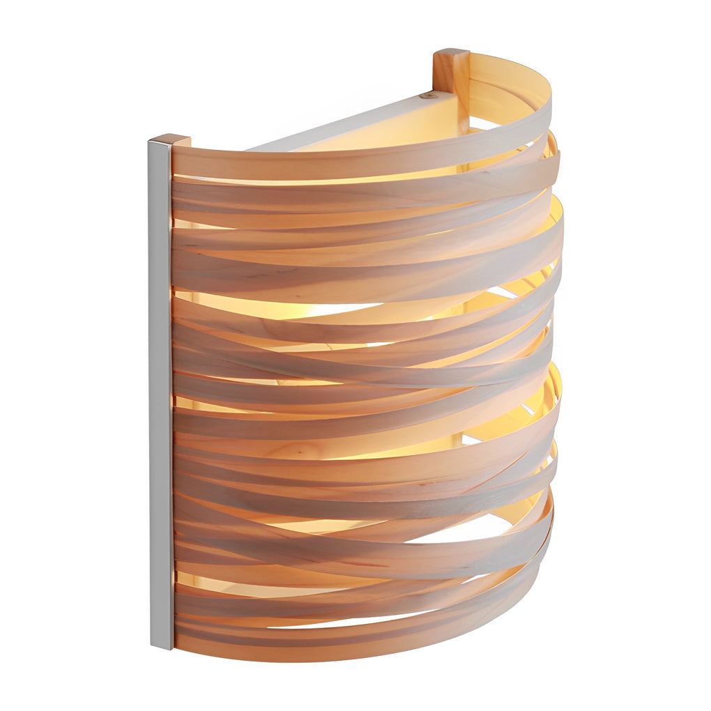 Semi-Cylindrical Handmade Wood Decorative Wall Lamp