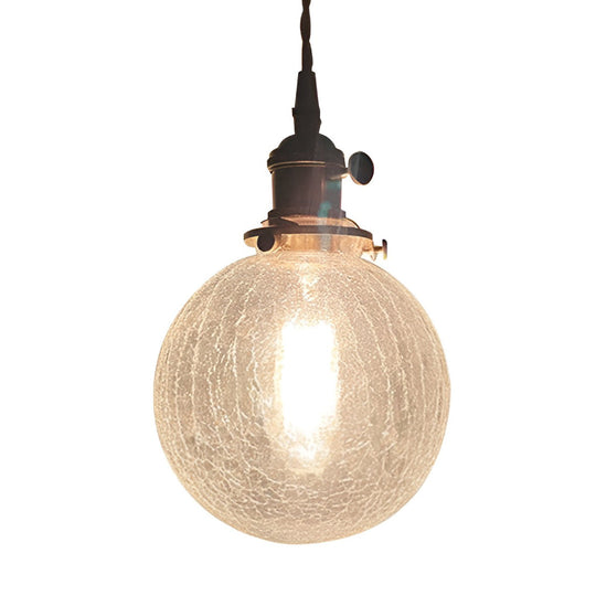 Spherical Glass Cracked Pattern LED Nordic Island Light Hanging Ceiling Lamp