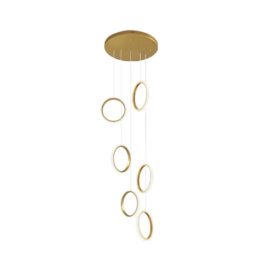 Round 6/8-Ring LED Long Staircase Chandelier – Simple Modern Design