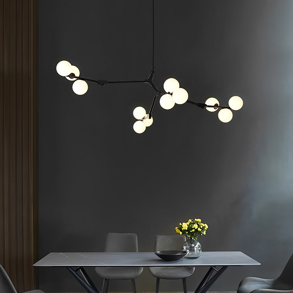 Nordic Style Modern Minimalist Cluster Metal Glass Chandelier – Black & Gold
