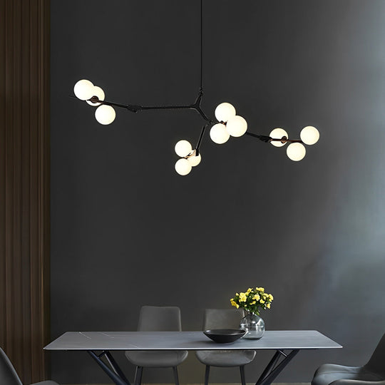 Nordic Style Modern Minimalist Cluster Metal Glass Chandelier – Black & Gold