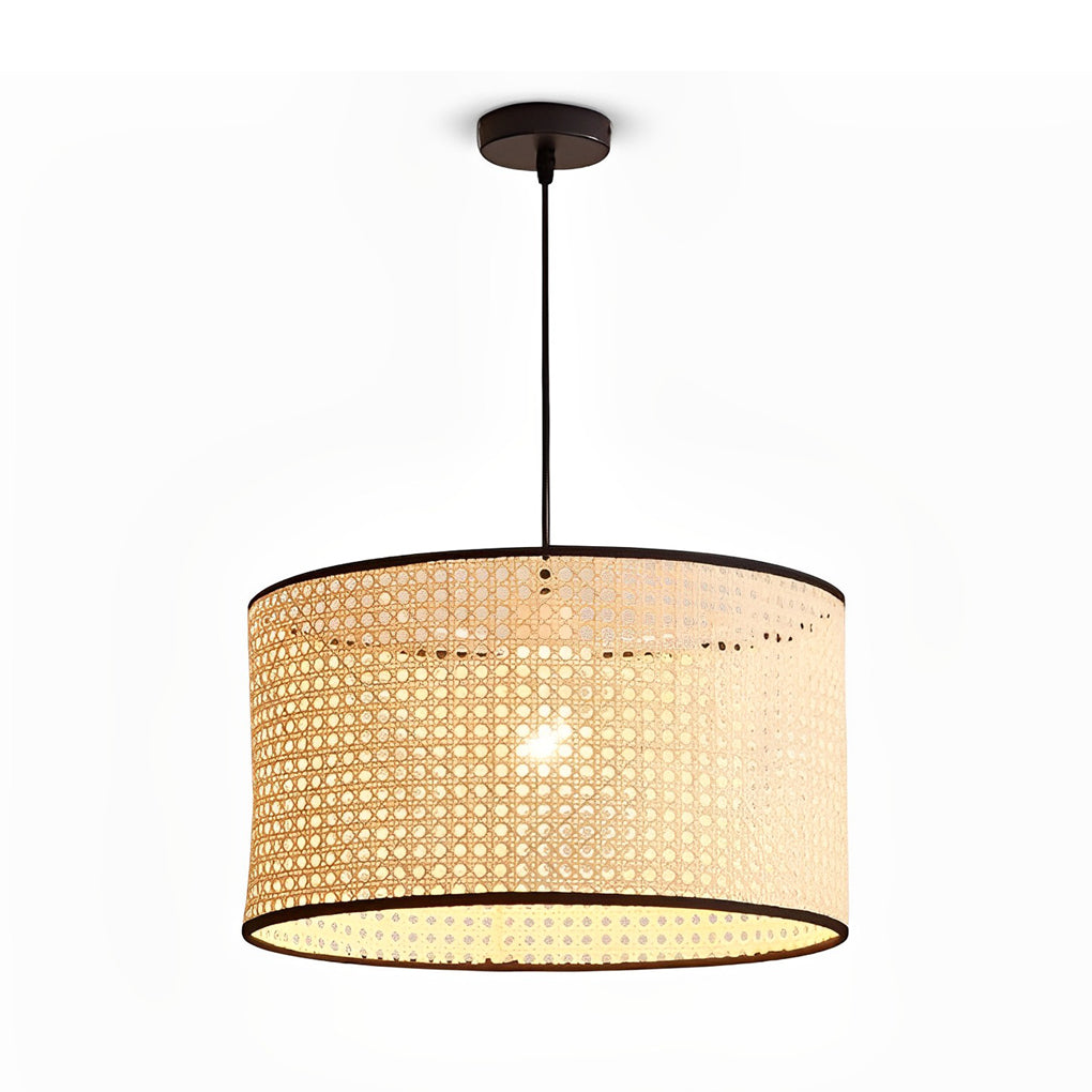 Farmhouse Round Bamboo Hanging Pendant Light – Kitchen & Dining Room Ceiling Fixture