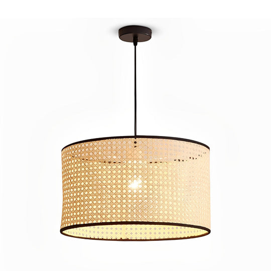 Farmhouse Round Bamboo Hanging Pendant Light – Kitchen & Dining Room Ceiling Fixture