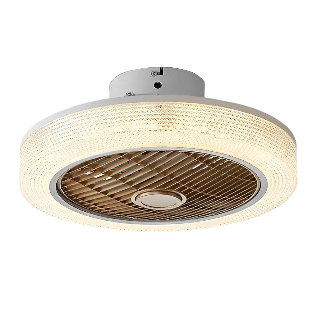 Bladeless Round Ceiling Fan with Dimmable LED and Warm Air for All Seasons