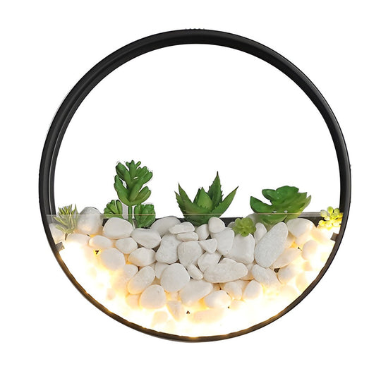 Round Small Artificial Plants Stones 18W LED Modern Outdoor Wall Light