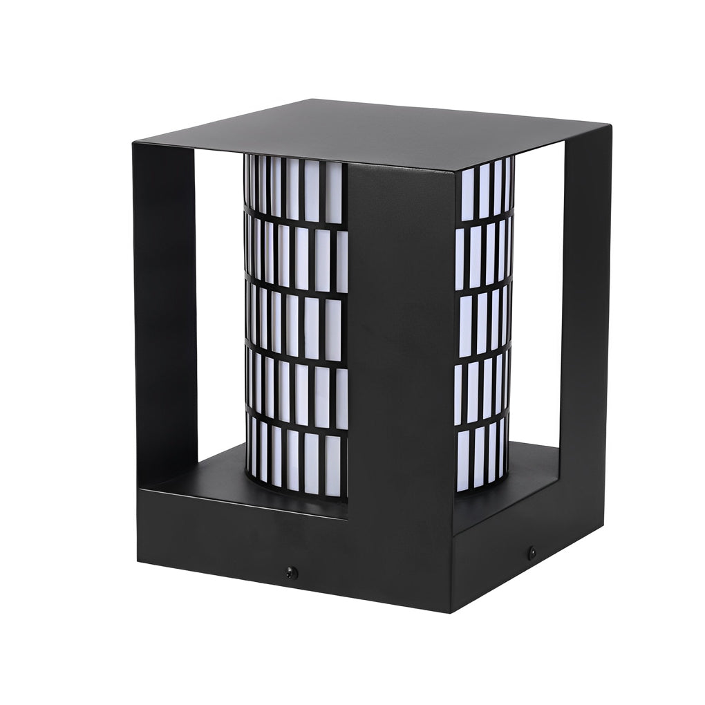 Four-Panel Cylinder Lantern LED Outdoor Light with Lattice Pattern