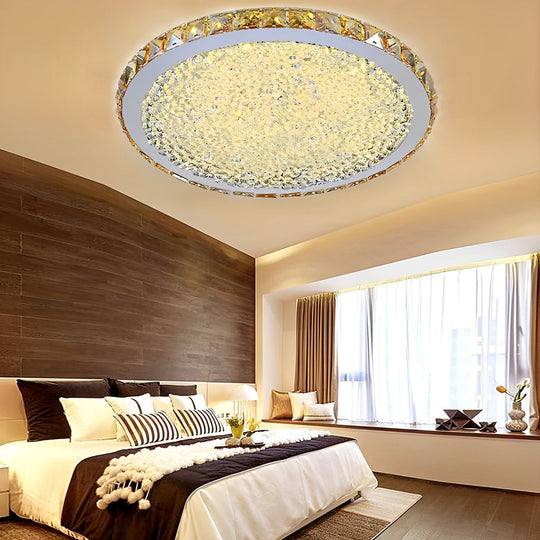 16" Rounded Antique Metal Crystal LED Flush Mount Ceiling Light
